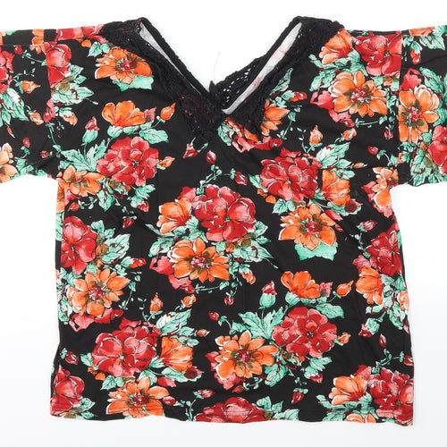 SOULE Womens Multicoloured Floral  Basic Polo Size 16