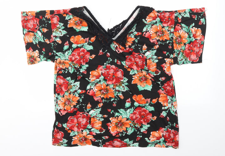 SOULE Womens Multicoloured Floral  Basic Polo Size 16