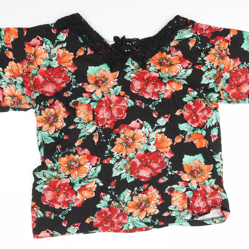 SOULE Womens Multicoloured Floral  Basic Polo Size 16