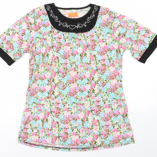 CECILIA Womens Multicoloured Floral  Basic T-Shirt Size M
