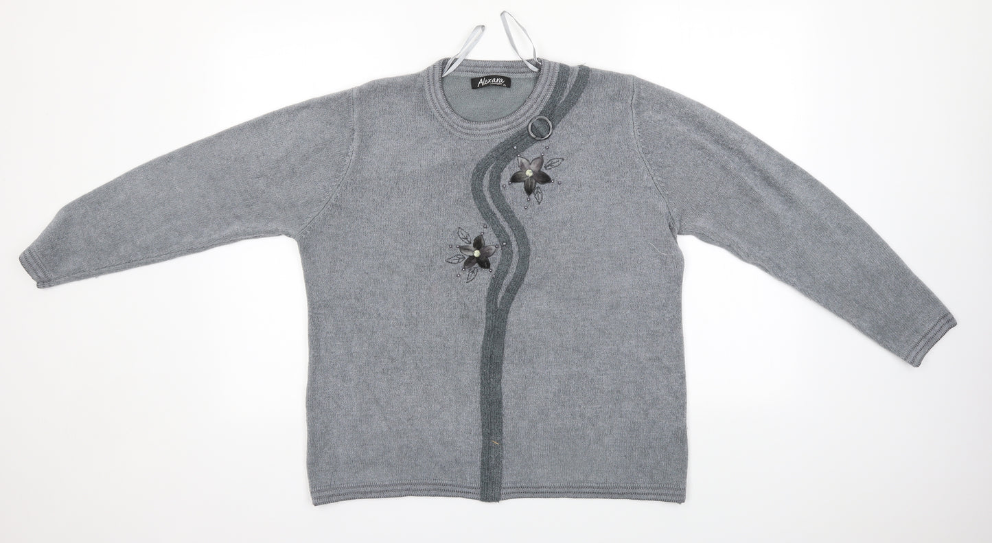 ALEXARA Womens Grey   Pullover Jumper Size XL