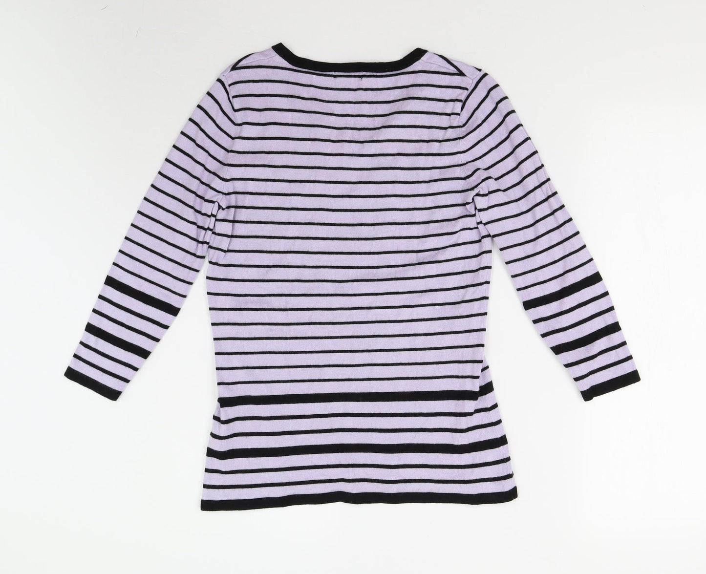 M&Co Womens Purple Striped Knit Pullover Jumper Size 10