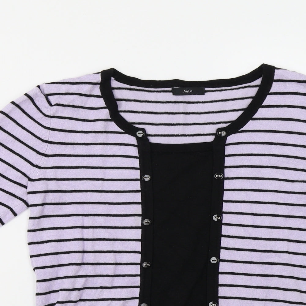 M&Co Womens Purple Striped Knit Pullover Jumper Size 10