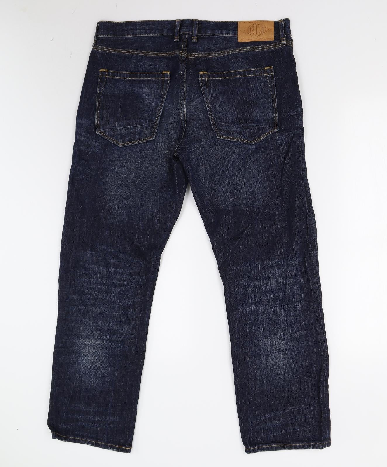 M&S Mens Blue  Denim Straight Jeans Size 34 L29 in