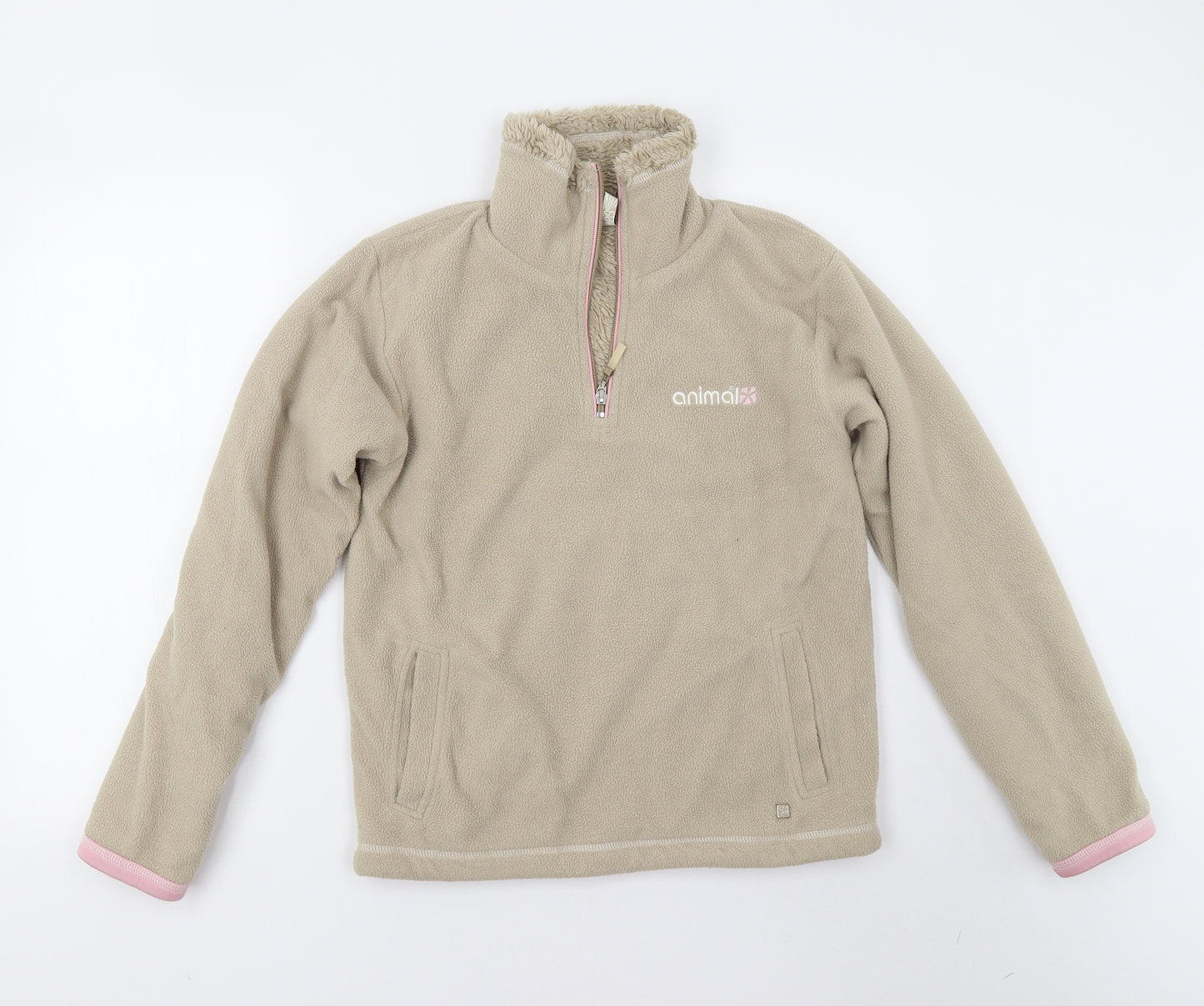 Animal Womens Beige  Fleece Henley Jumper Size 12
