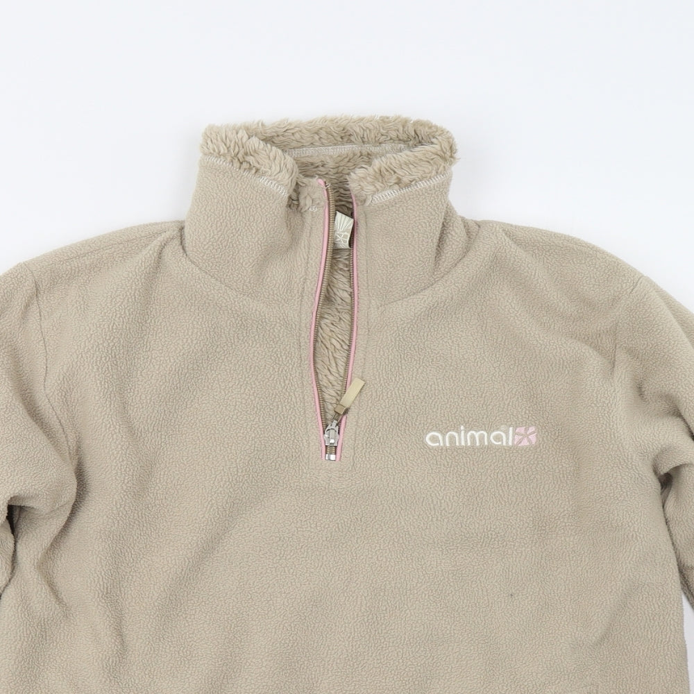 Animal Womens Beige  Fleece Henley Jumper Size 12