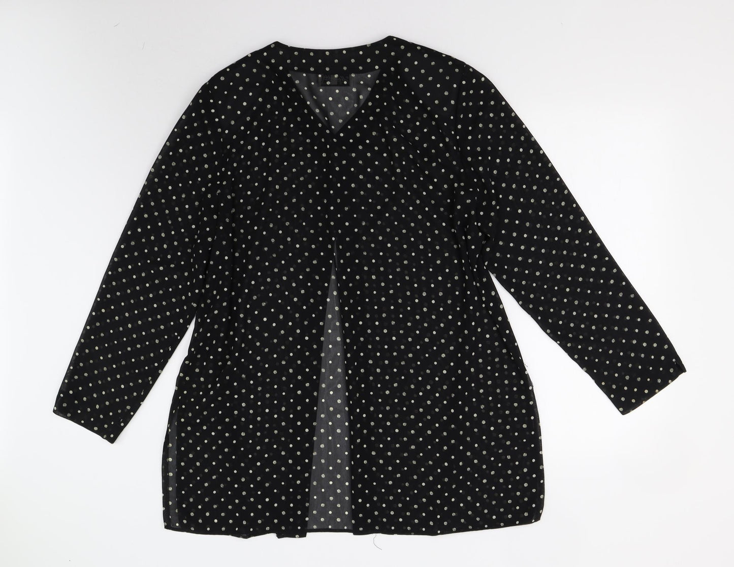Richard Roberts Womens Black Polka Dot  Basic Button-Up Size L