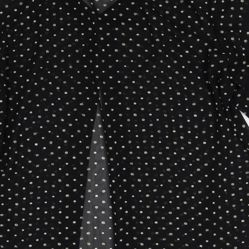 Richard Roberts Womens Black Polka Dot  Basic Button-Up Size L