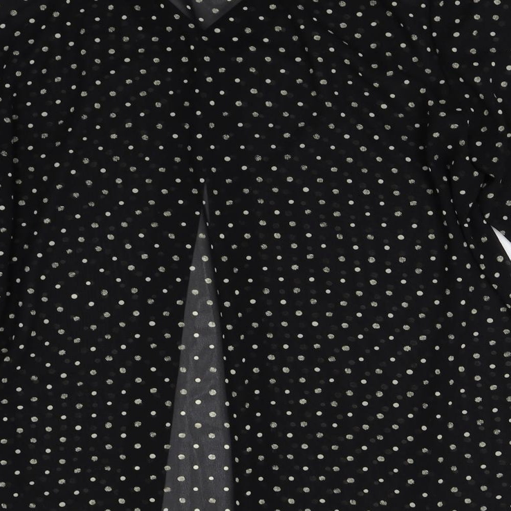 Richard Roberts Womens Black Polka Dot  Basic Button-Up Size L