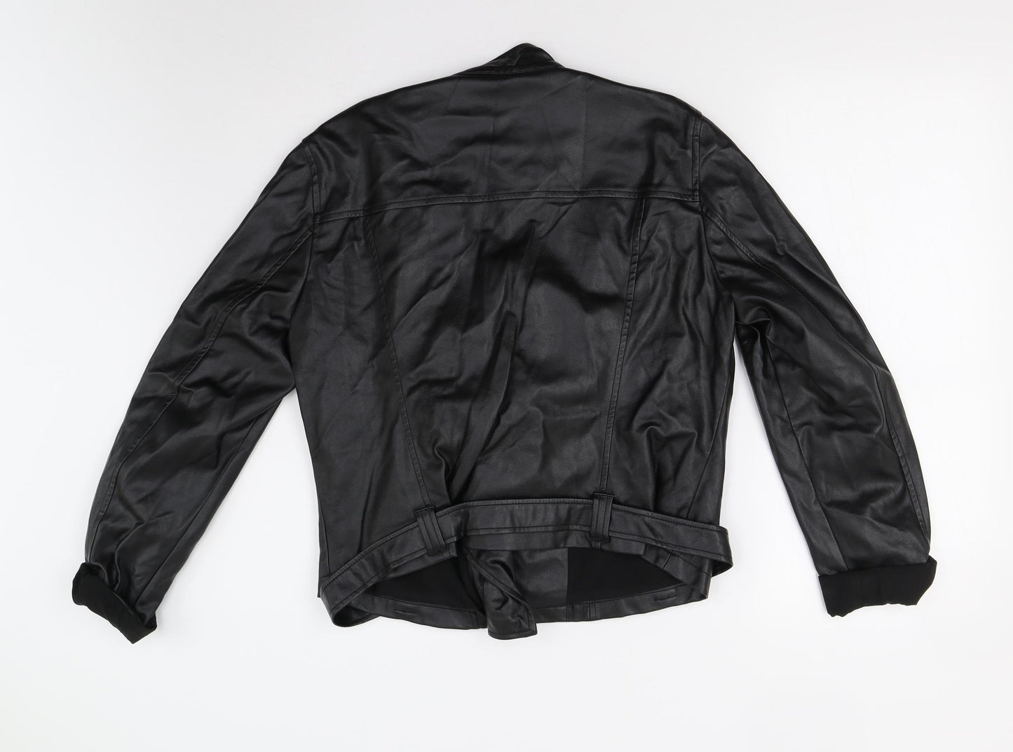 United Colors of Benetton Womens Black   Biker Jacket Size 16
