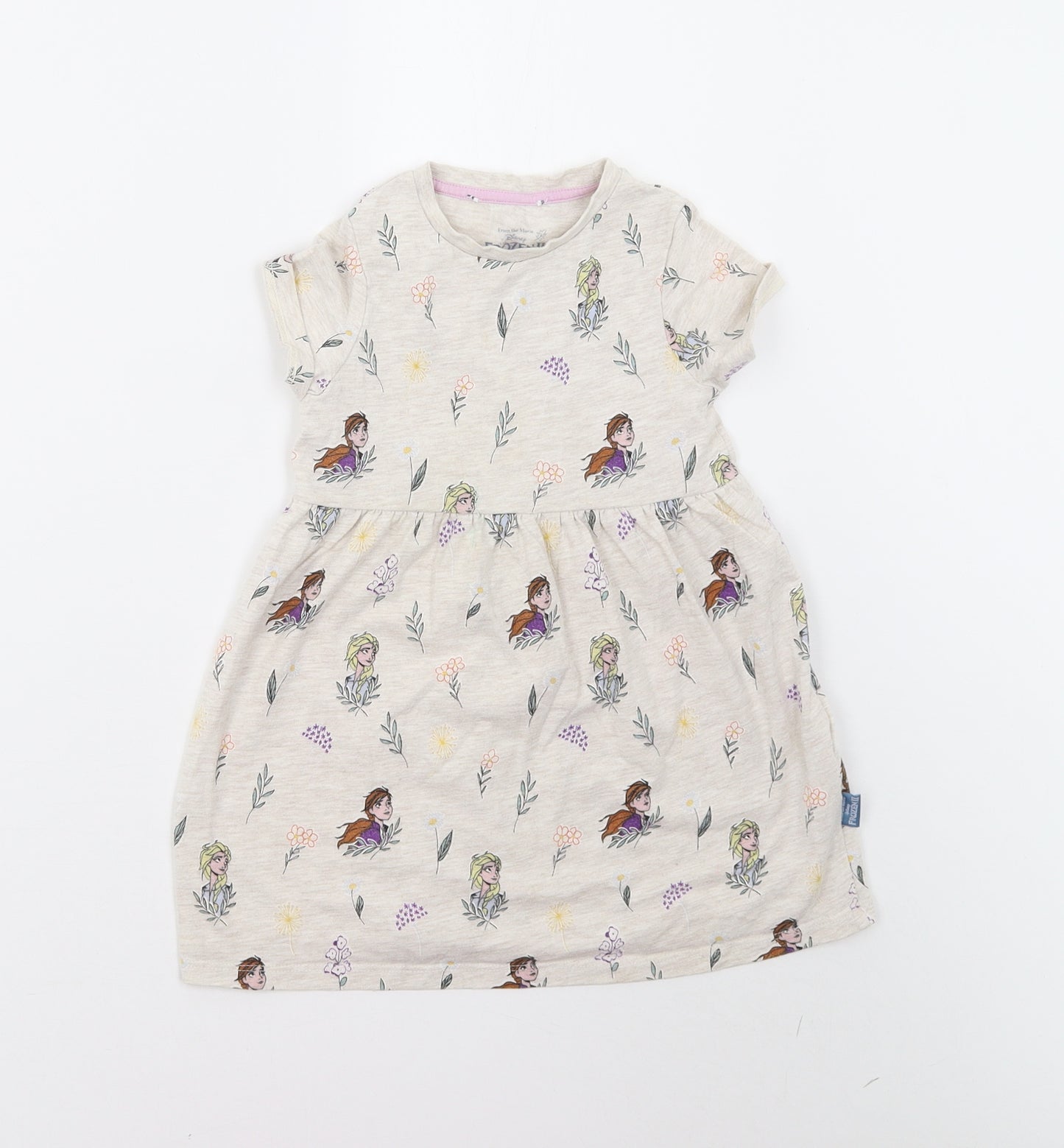 M&S Girls Beige   T-Shirt Dress  Size 2-3 Years  - Disney Frozen II