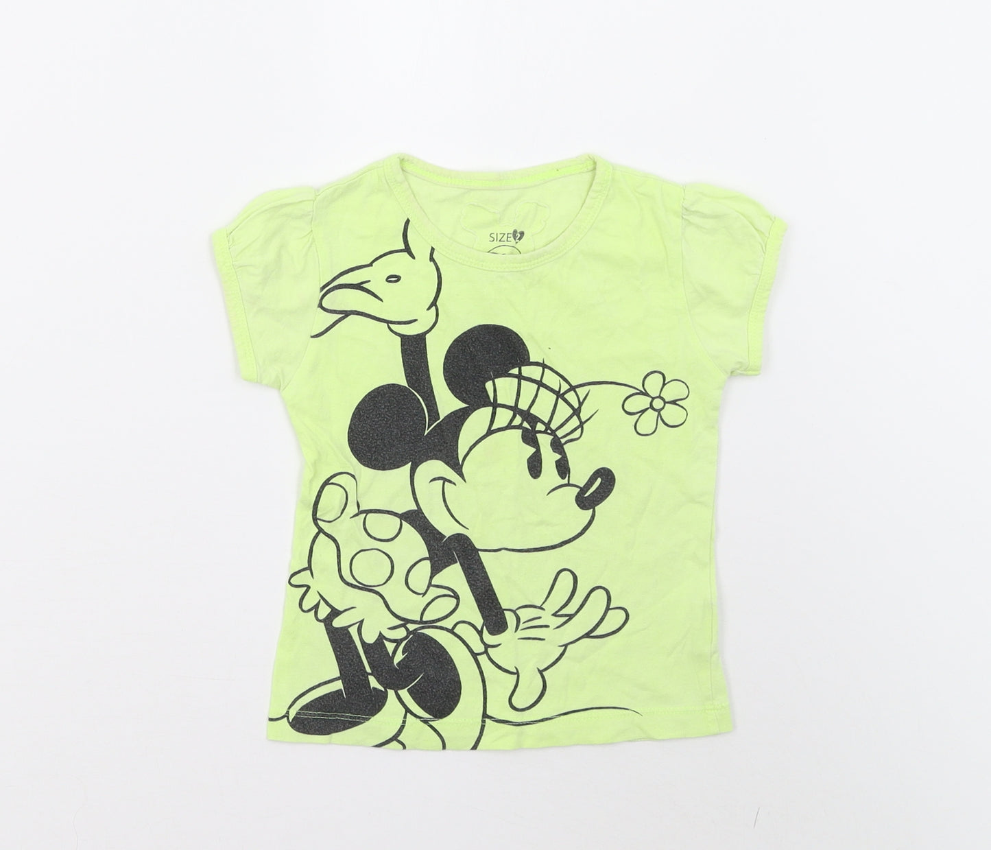 Disney Stores Girls Yellow   Basic T-Shirt Size 2 Years  - Minnie Mouse