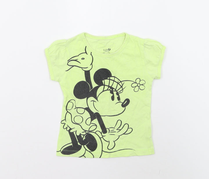 Disney Stores Girls Yellow   Basic T-Shirt Size 2 Years  - Minnie Mouse