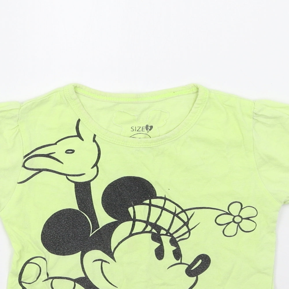 Disney Stores Girls Yellow   Basic T-Shirt Size 2 Years  - Minnie Mouse