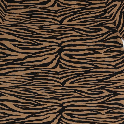 Papaya Womens Brown Animal Print Knit Pullover Jumper Size 10