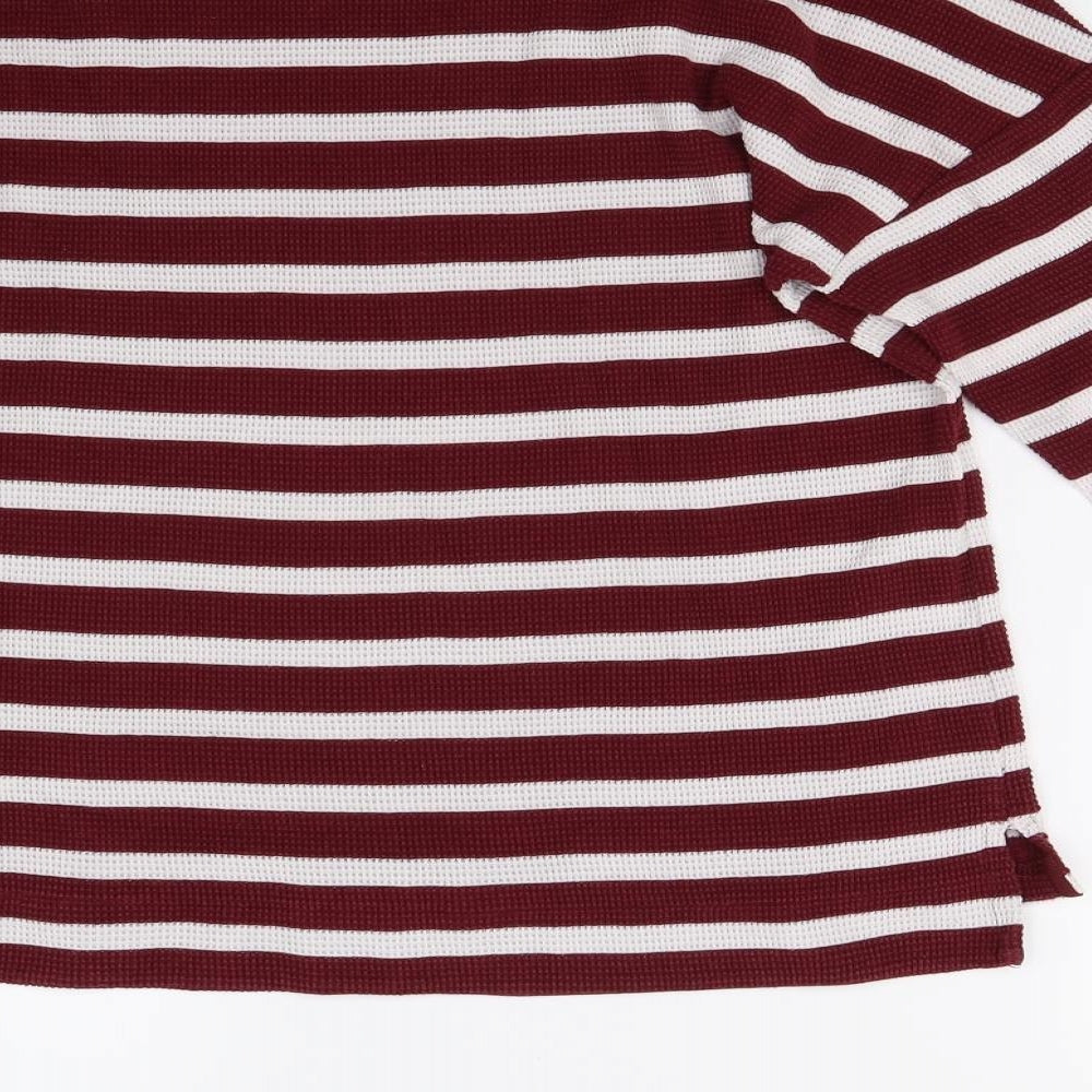M&S Womens Red Striped  Basic T-Shirt Size 10