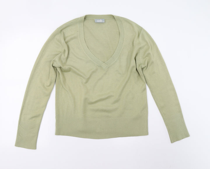 Wallis Womens Green  Knit Pullover Jumper Size 14
