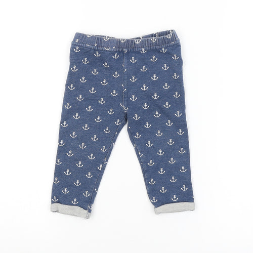 F&F Baby Blue Geometric  Jogger Trousers Size 12-18 Months