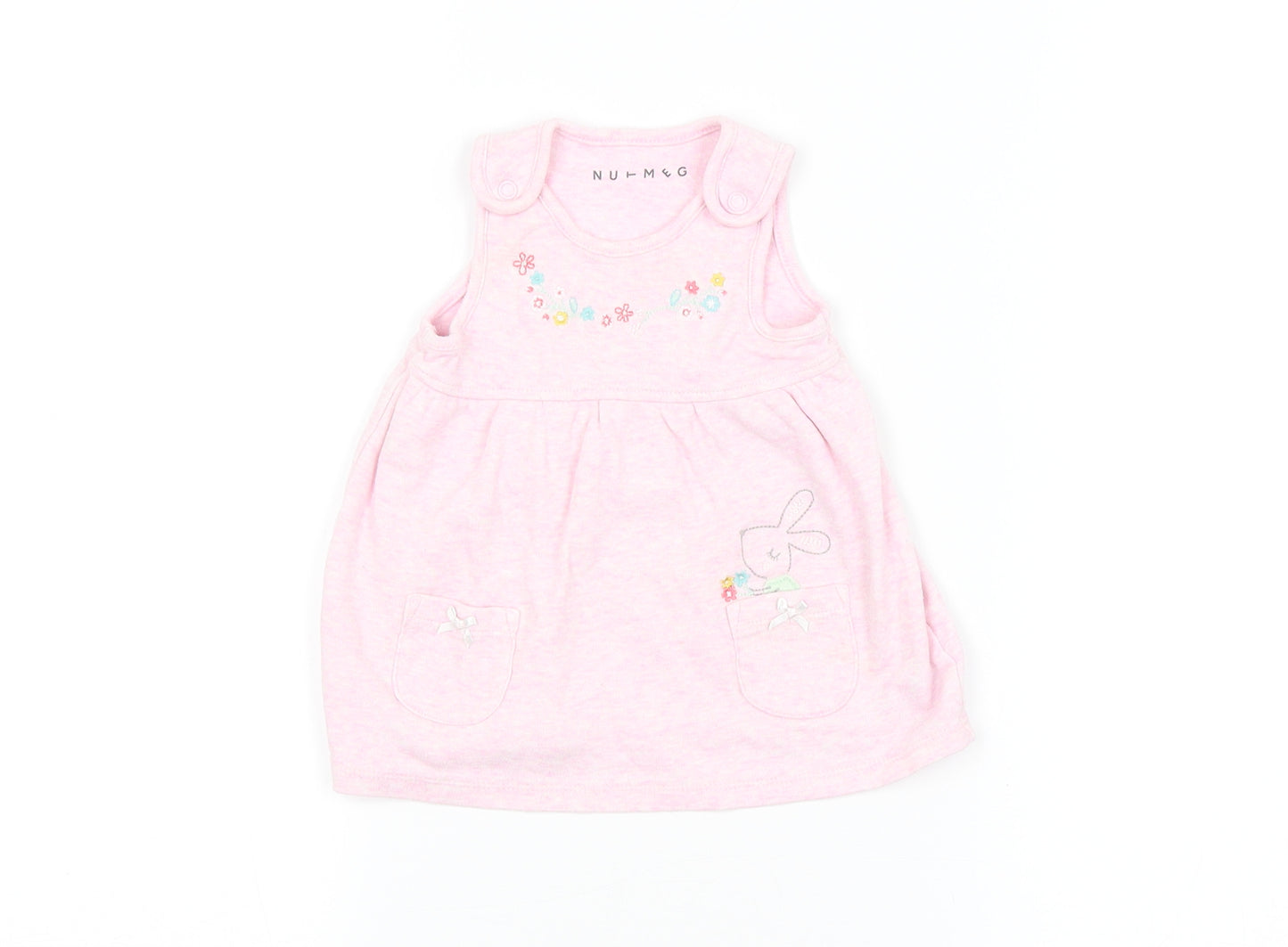 Nutmeg Girls Pink Floral  Dungaree One-Piece Size 0-3 Months