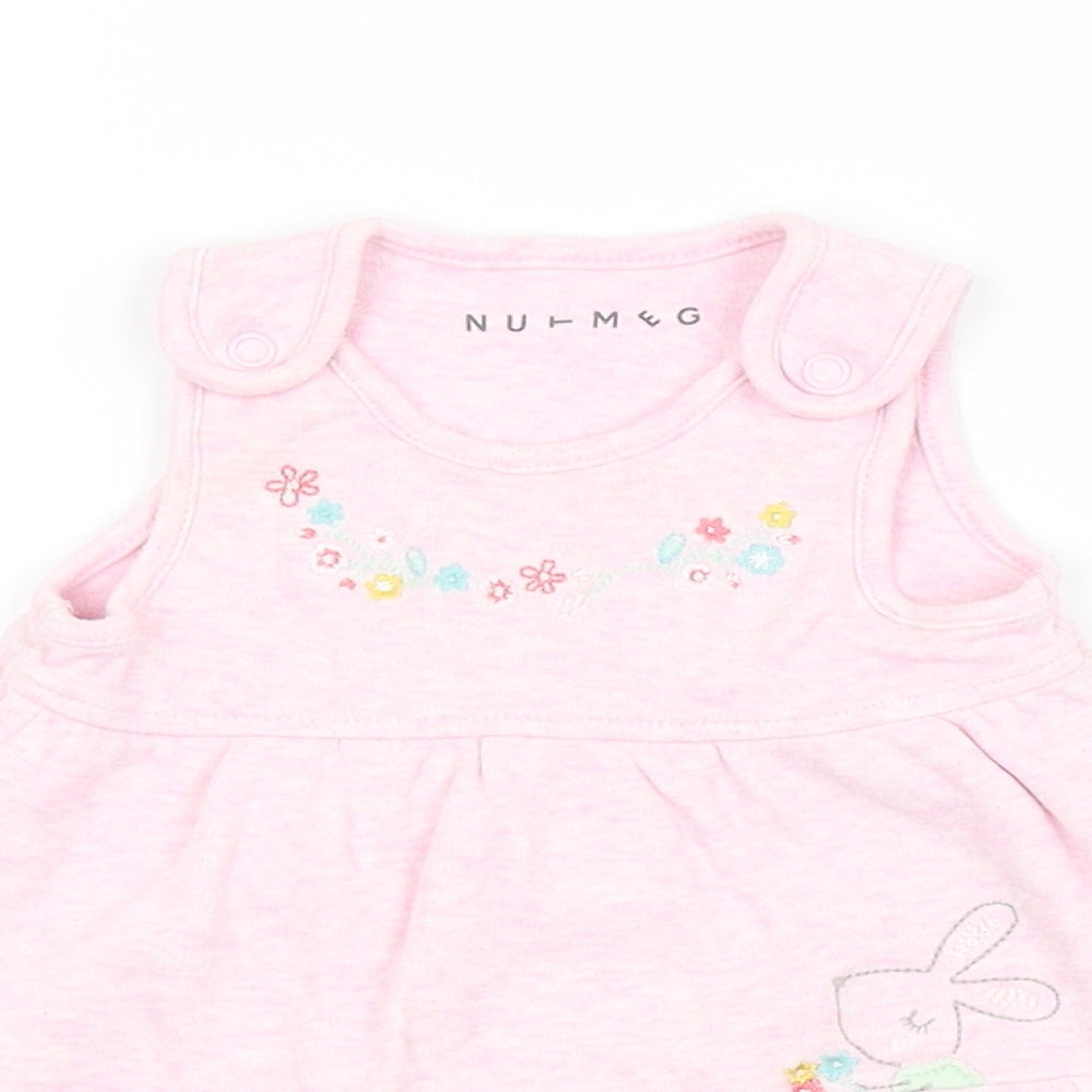Nutmeg Girls Pink Floral  Dungaree One-Piece Size 0-3 Months