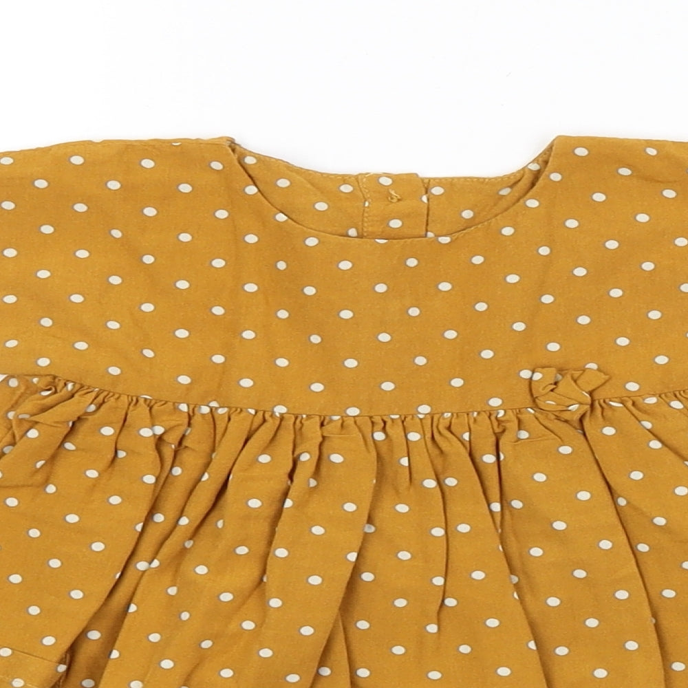 M&S Girls Brown Spotted  A-Line  Size 3-6 Months