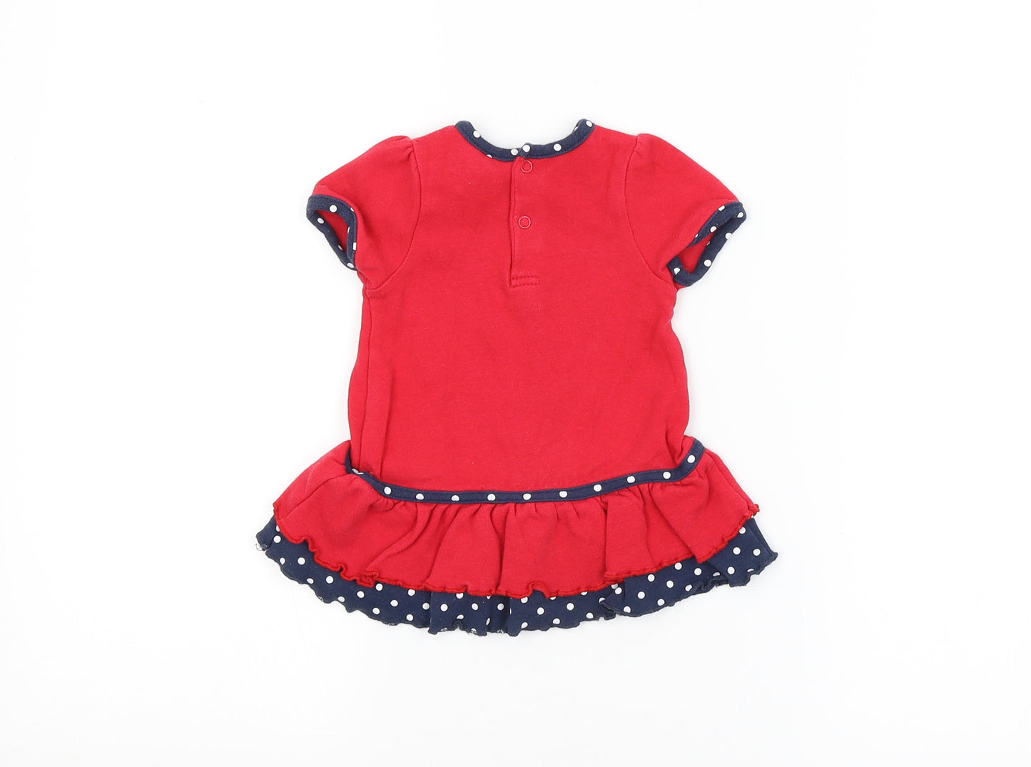 Preworn Girls Red Spotted  Basic Blouse Size 3-6 Months