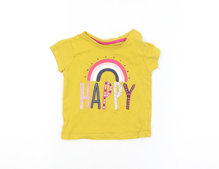 Primark Baby Yellow Basic T-Shirt Size 3-6 Months - HAPPY
