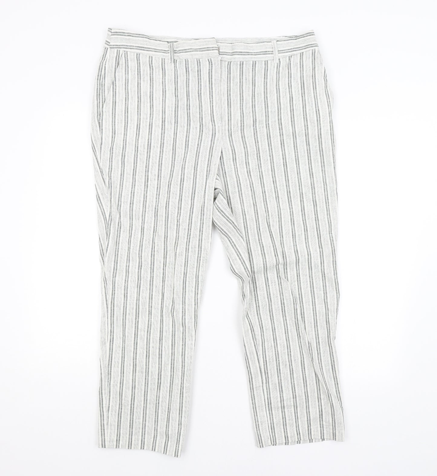 Carolina Belle Womens Grey Striped  Trousers  Size 18 L25 in