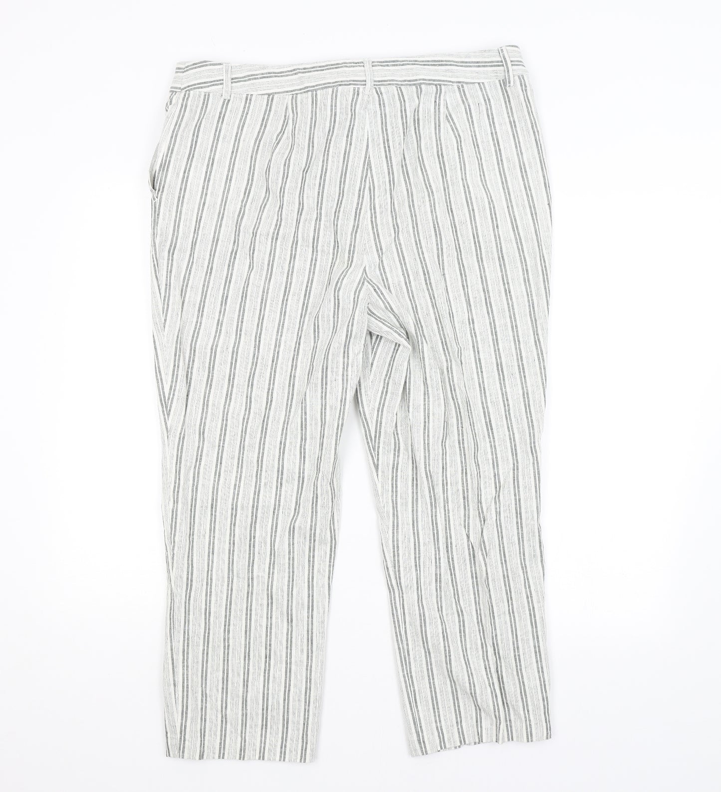 Carolina Belle Womens Grey Striped  Trousers  Size 18 L25 in