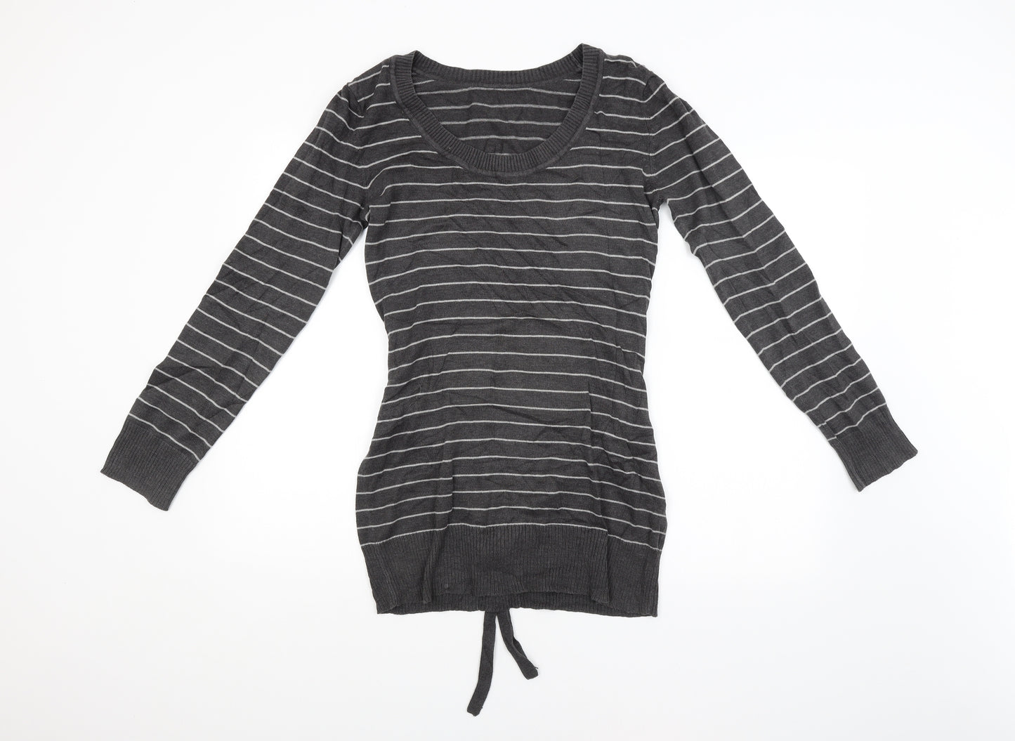 Preworn Womens Grey Striped  Pullover Jumper