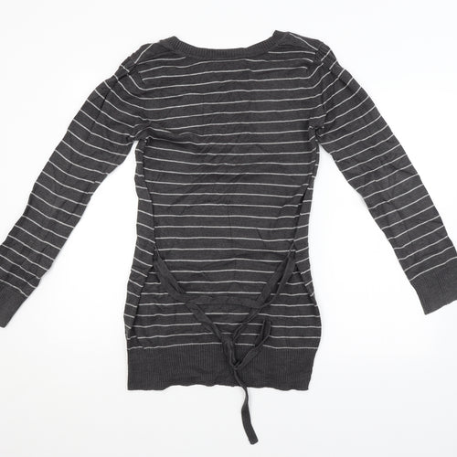 Preworn Womens Grey Striped  Pullover Jumper