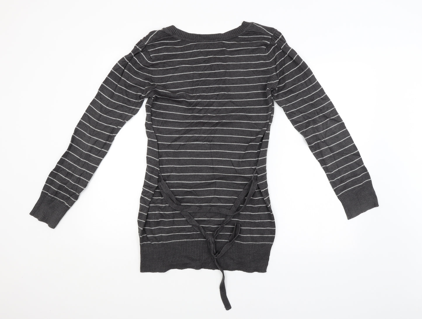 Preworn Womens Grey Striped  Pullover Jumper