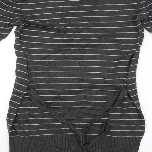 Preworn Womens Grey Striped  Pullover Jumper