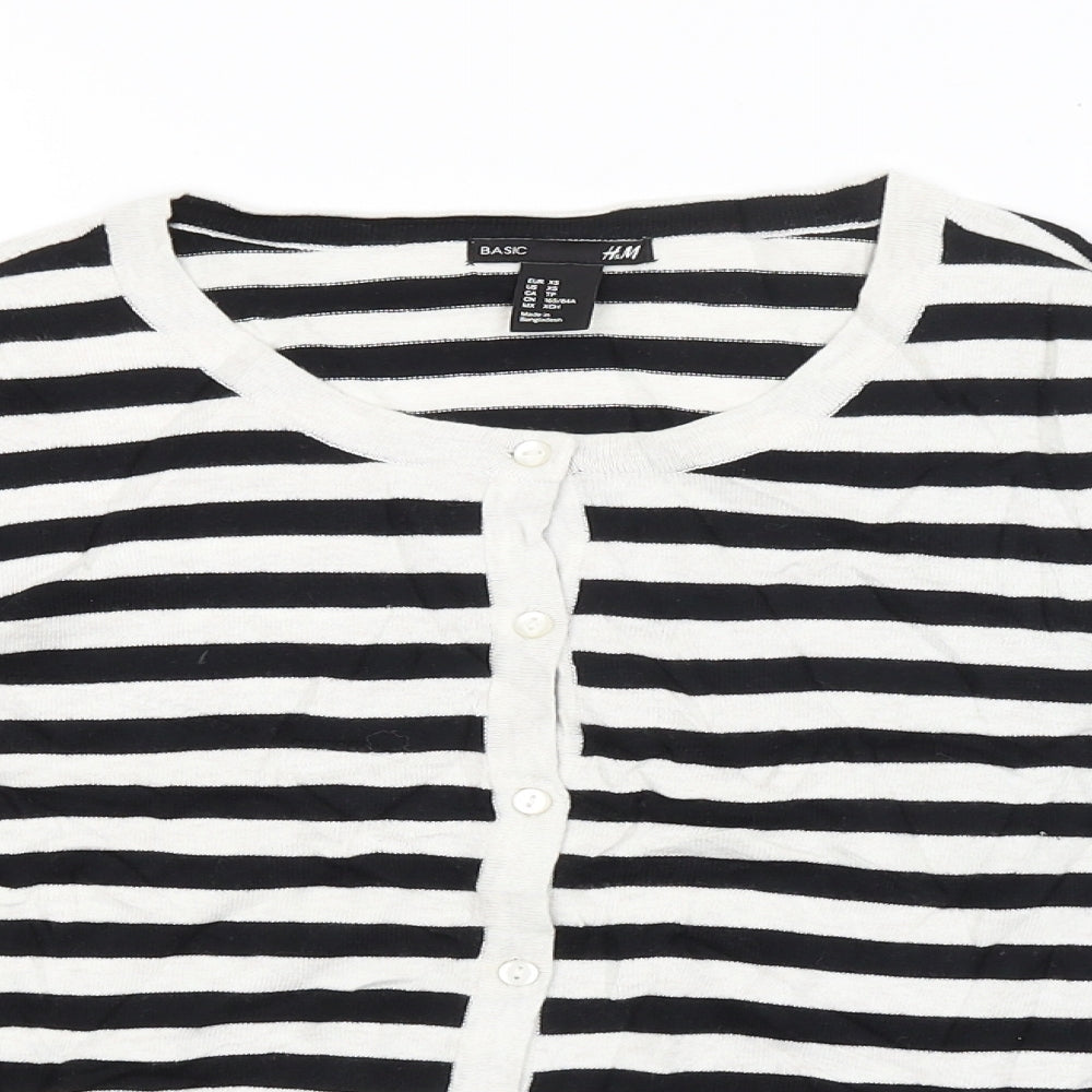 H&M Womens Multicoloured Striped  Cardigan Jumper Size XS