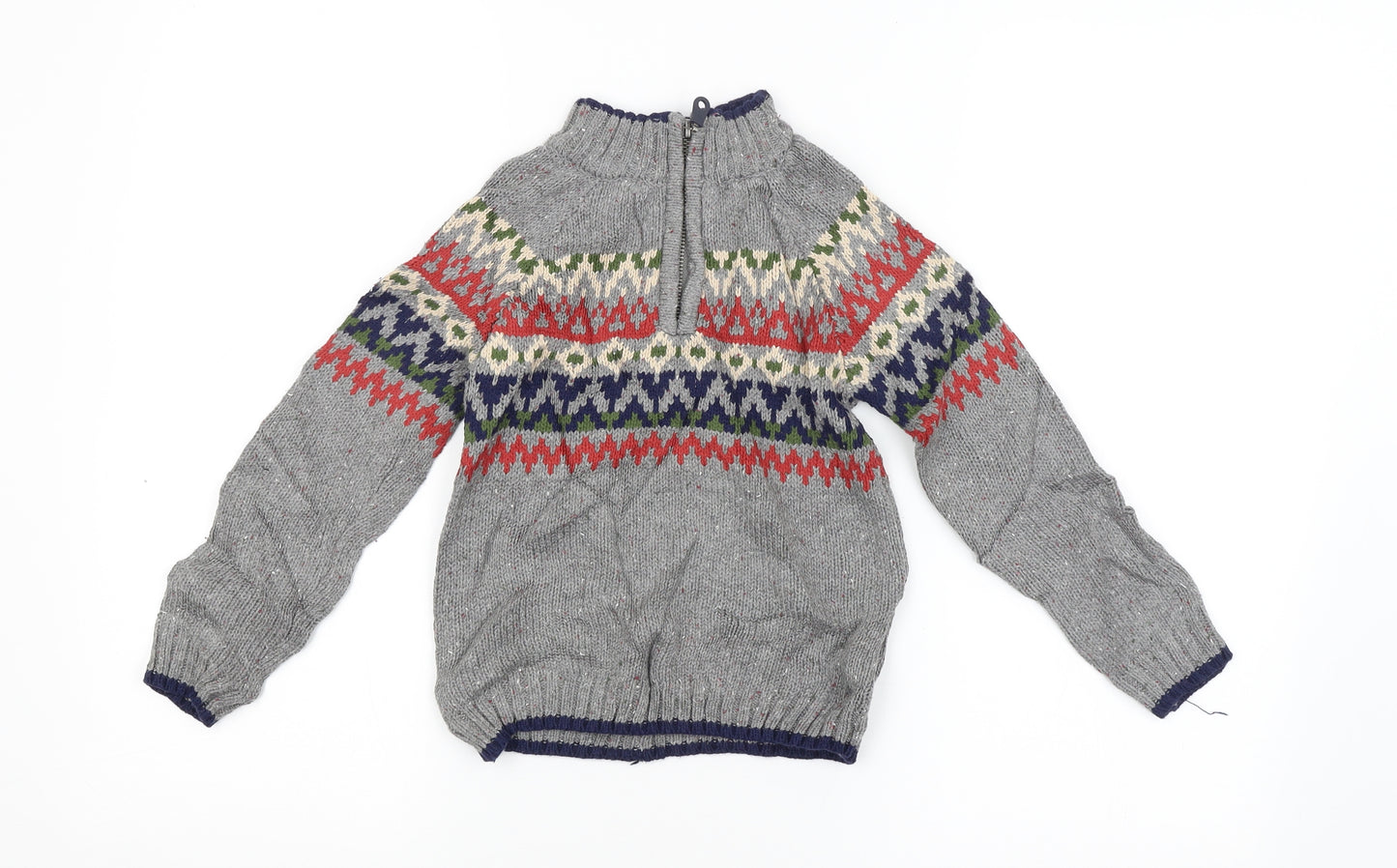 Jarvis Archer Boys Grey Argyle/Diamond  Full Zip Jumper Size 4-5 Years