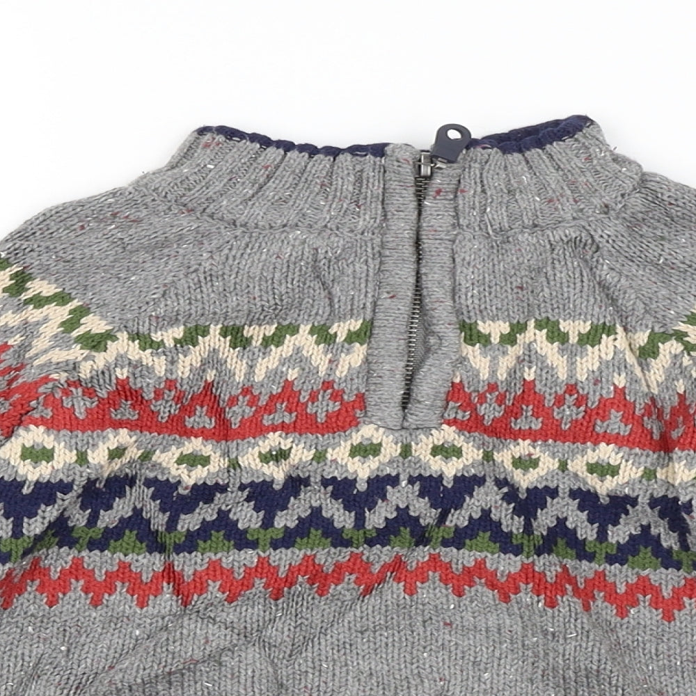 Jarvis Archer Boys Grey Argyle/Diamond  Full Zip Jumper Size 4-5 Years