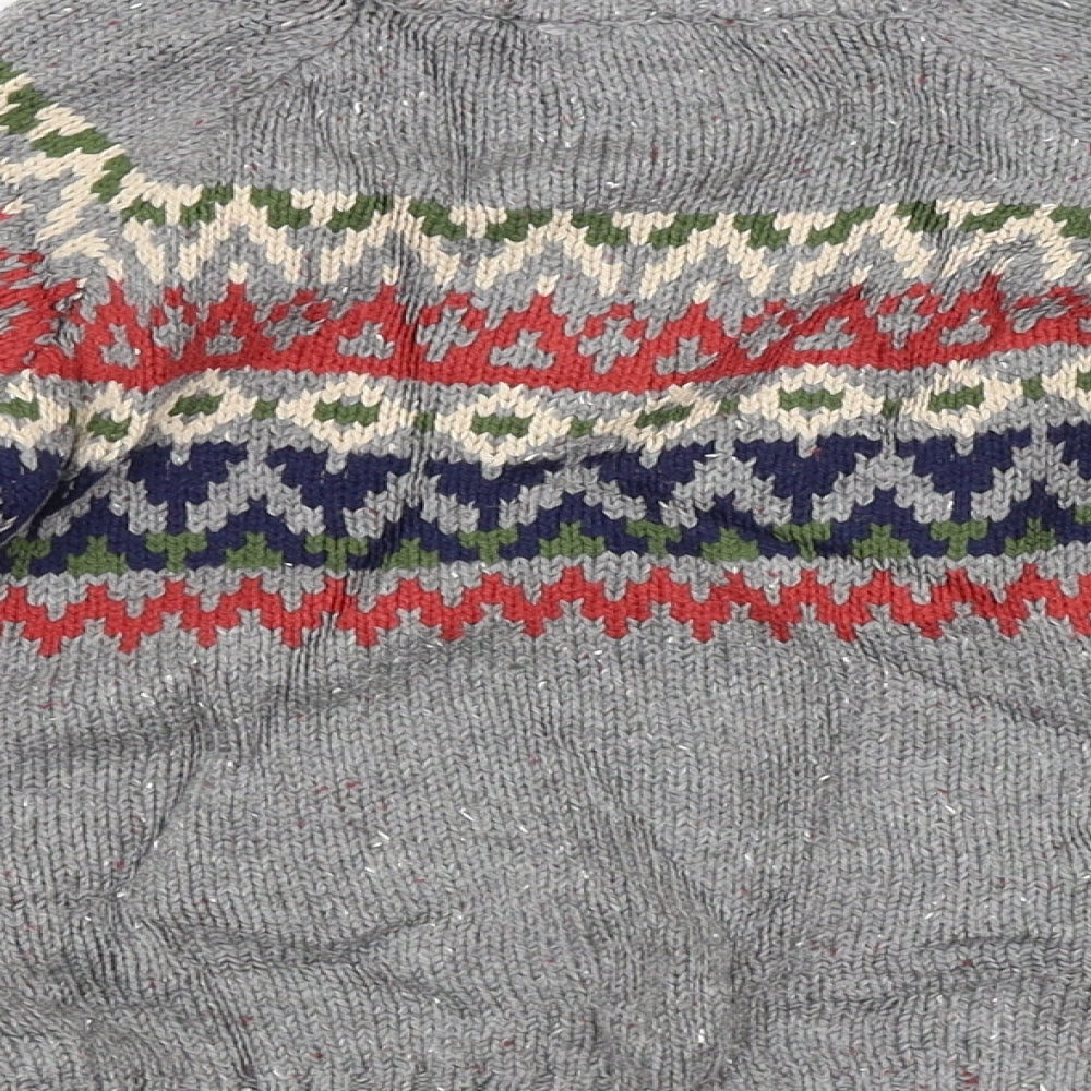 Jarvis Archer Boys Grey Argyle/Diamond  Full Zip Jumper Size 4-5 Years