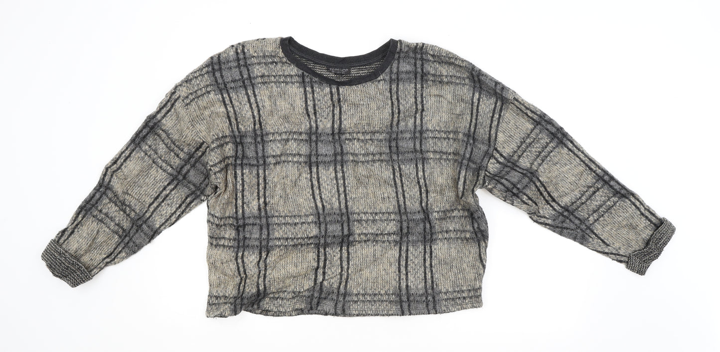 Topshop Womens Beige Check  Pullover Jumper Size 14