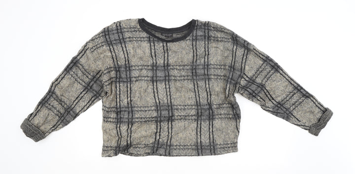 Topshop Womens Beige Check Pullover Jumper Size 14