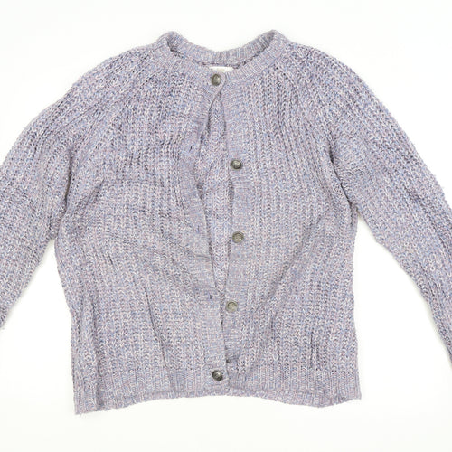 Cotton Traders Womens Purple Argyle/Diamond  Cardigan Jumper Size 14