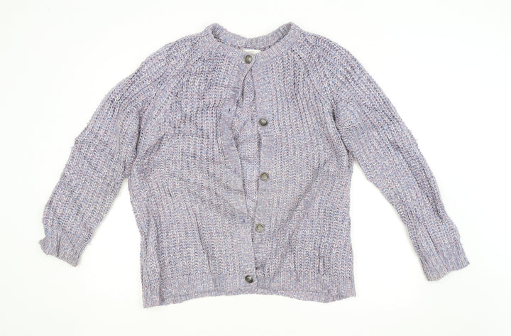 Cotton Traders Womens Purple Argyle/Diamond  Cardigan Jumper Size 14