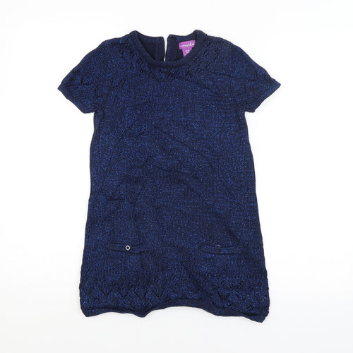 Preworn Girls Blue   Jumper Dress  Size 5-6 Years