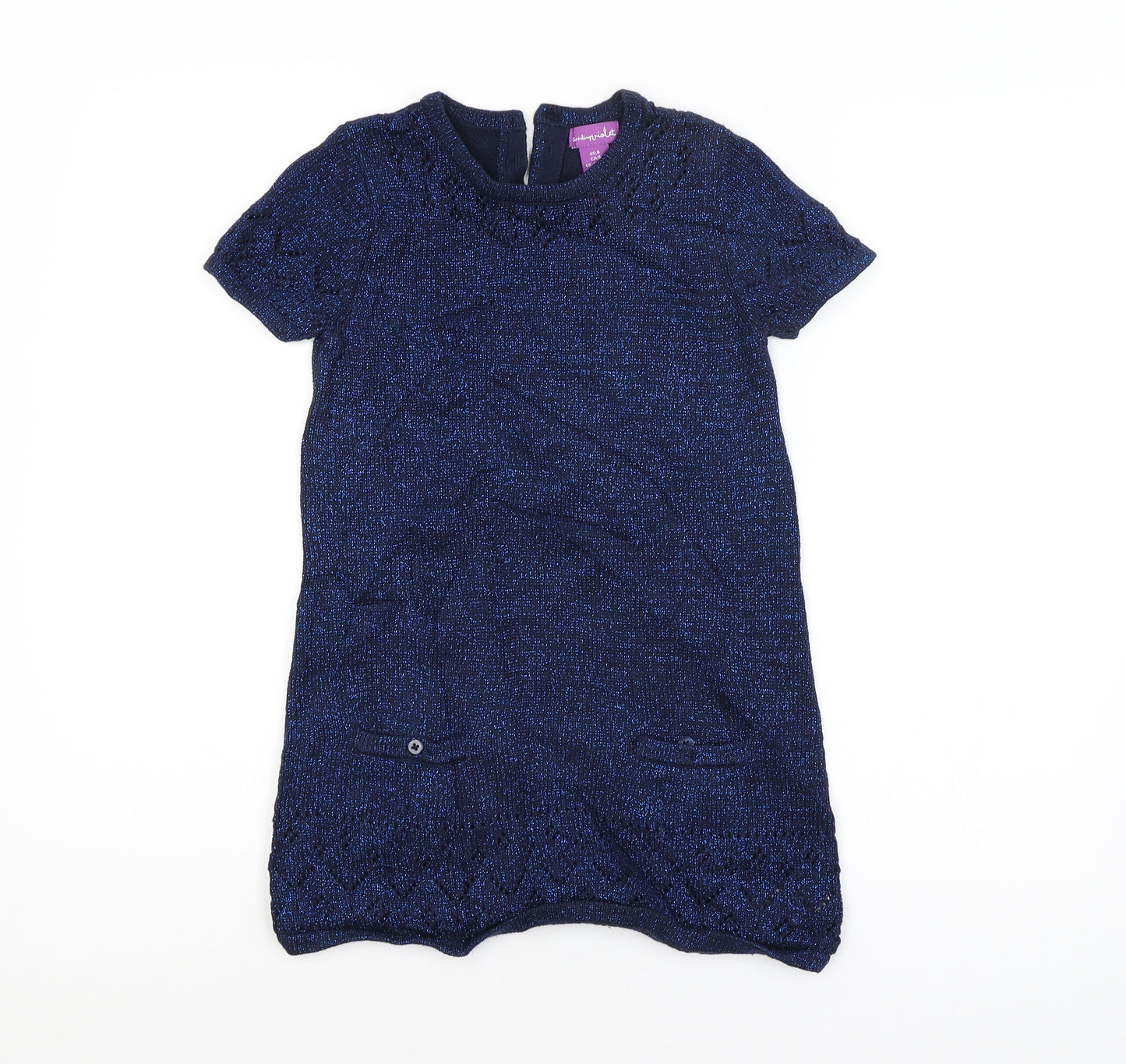 Preworn Girls Blue   Jumper Dress  Size 5-6 Years