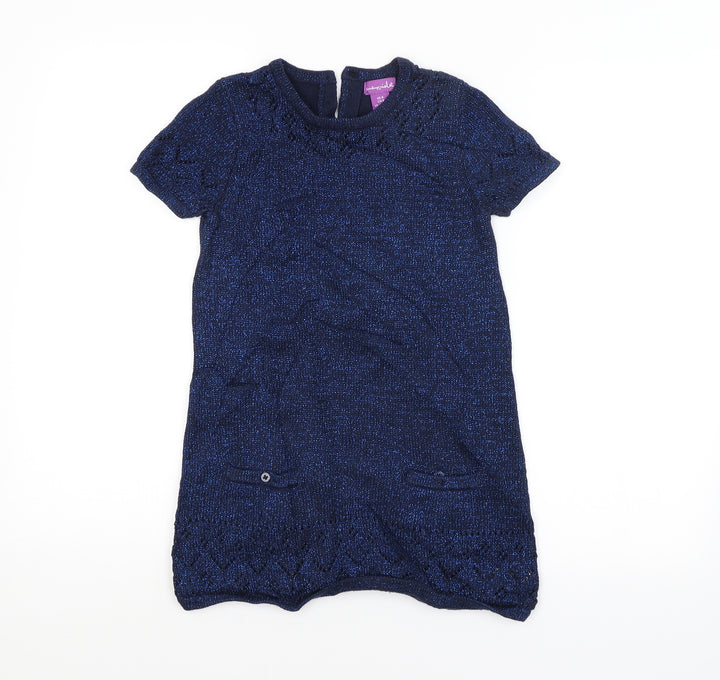 Preworn Girls Blue Jumper Dress Size 5-6 Years