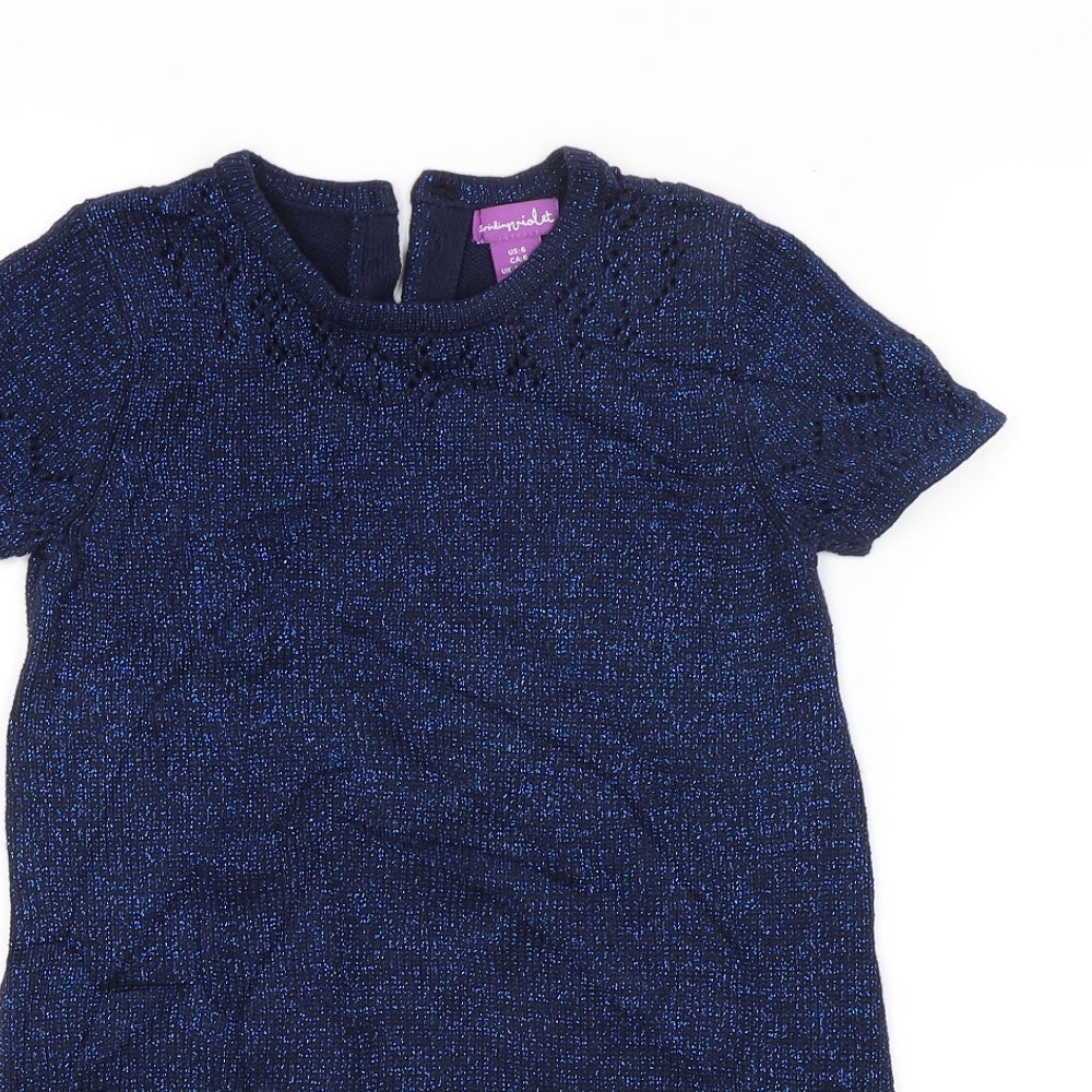 Preworn Girls Blue   Jumper Dress  Size 5-6 Years