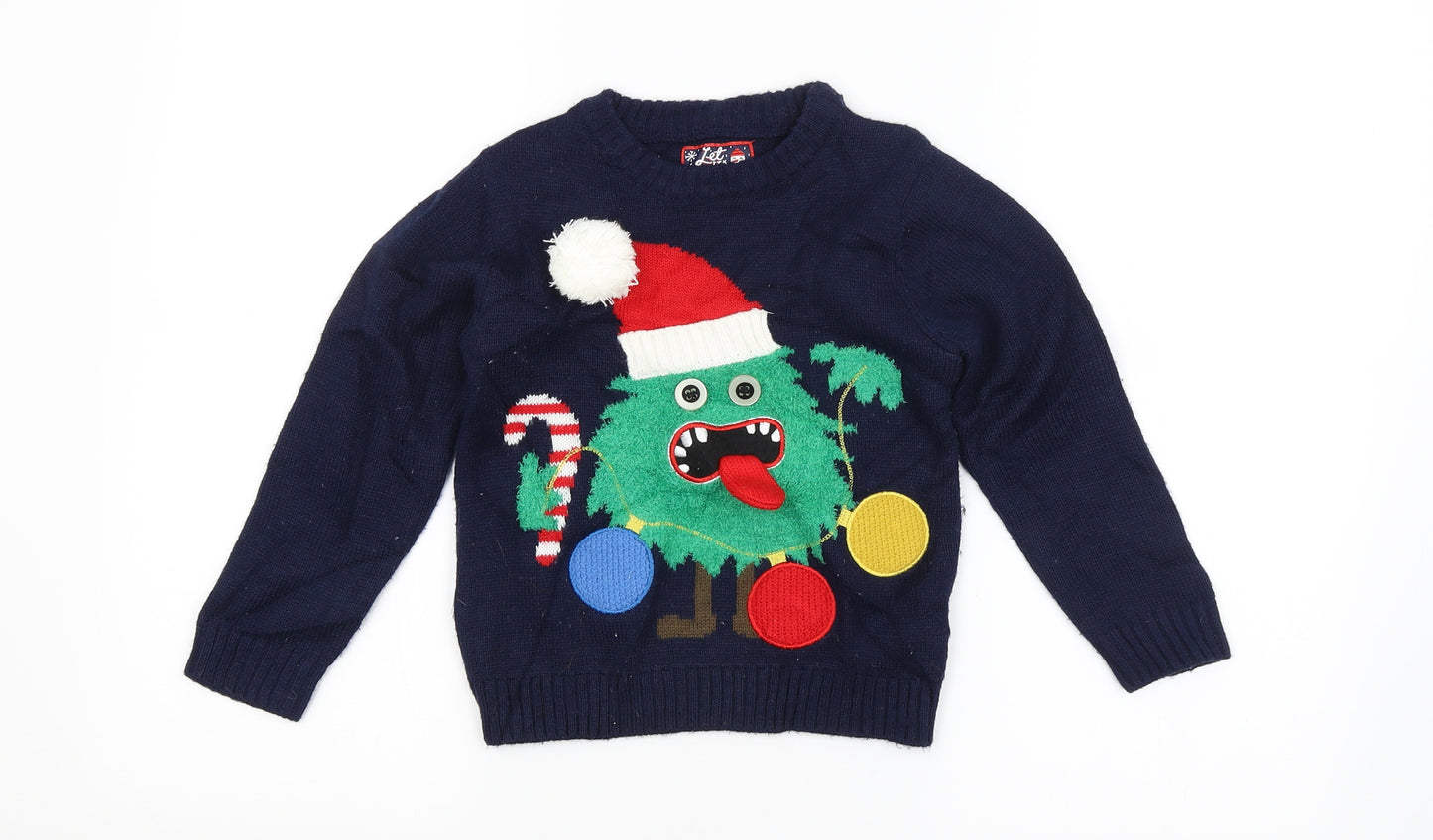 F&F Boys Blue   Pullover Jumper Size 5-6 Years  - CHRISTMAS