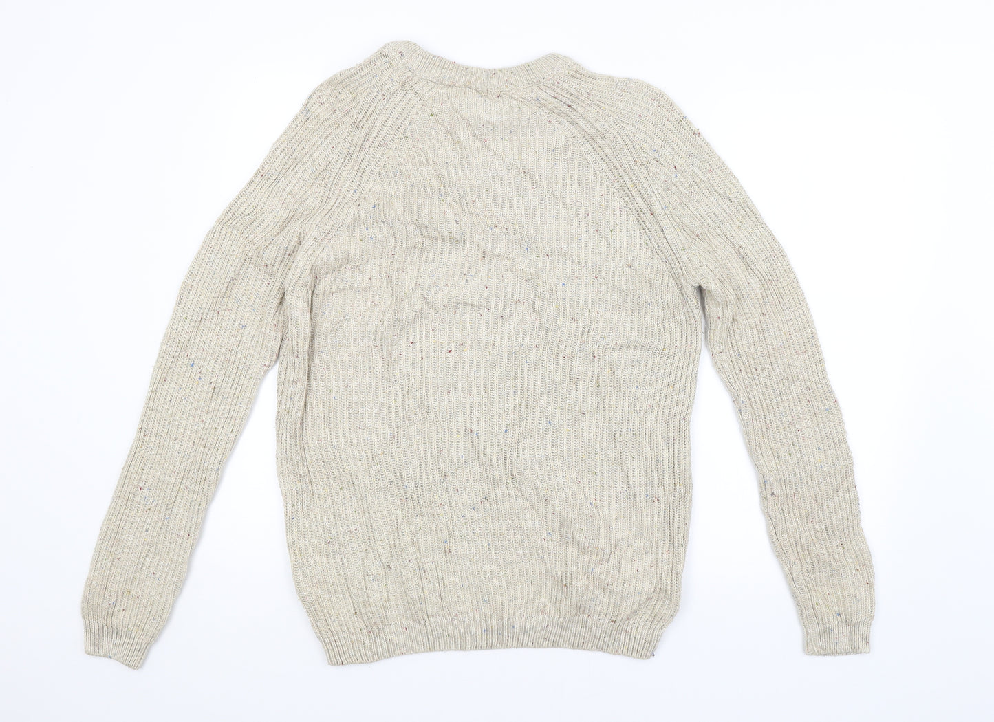 OSLO Mens Beige Striped  Pullover Jumper Size M