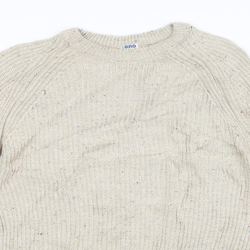 OSLO Mens Beige Striped  Pullover Jumper Size M