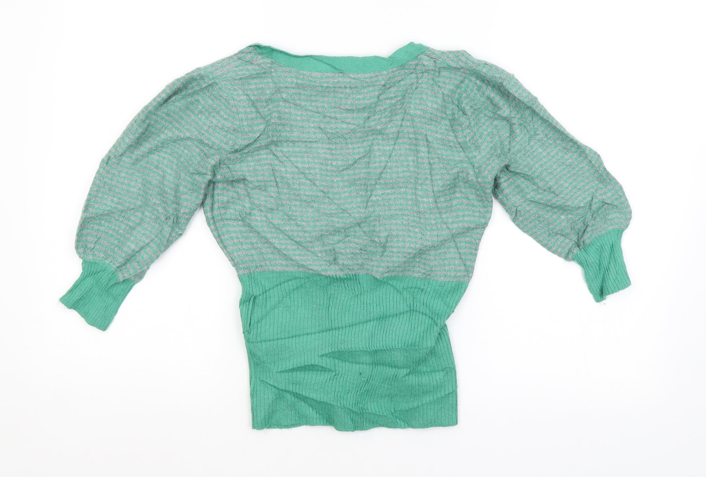 New Look Womens Green Striped  Cardigan Jumper Size 12