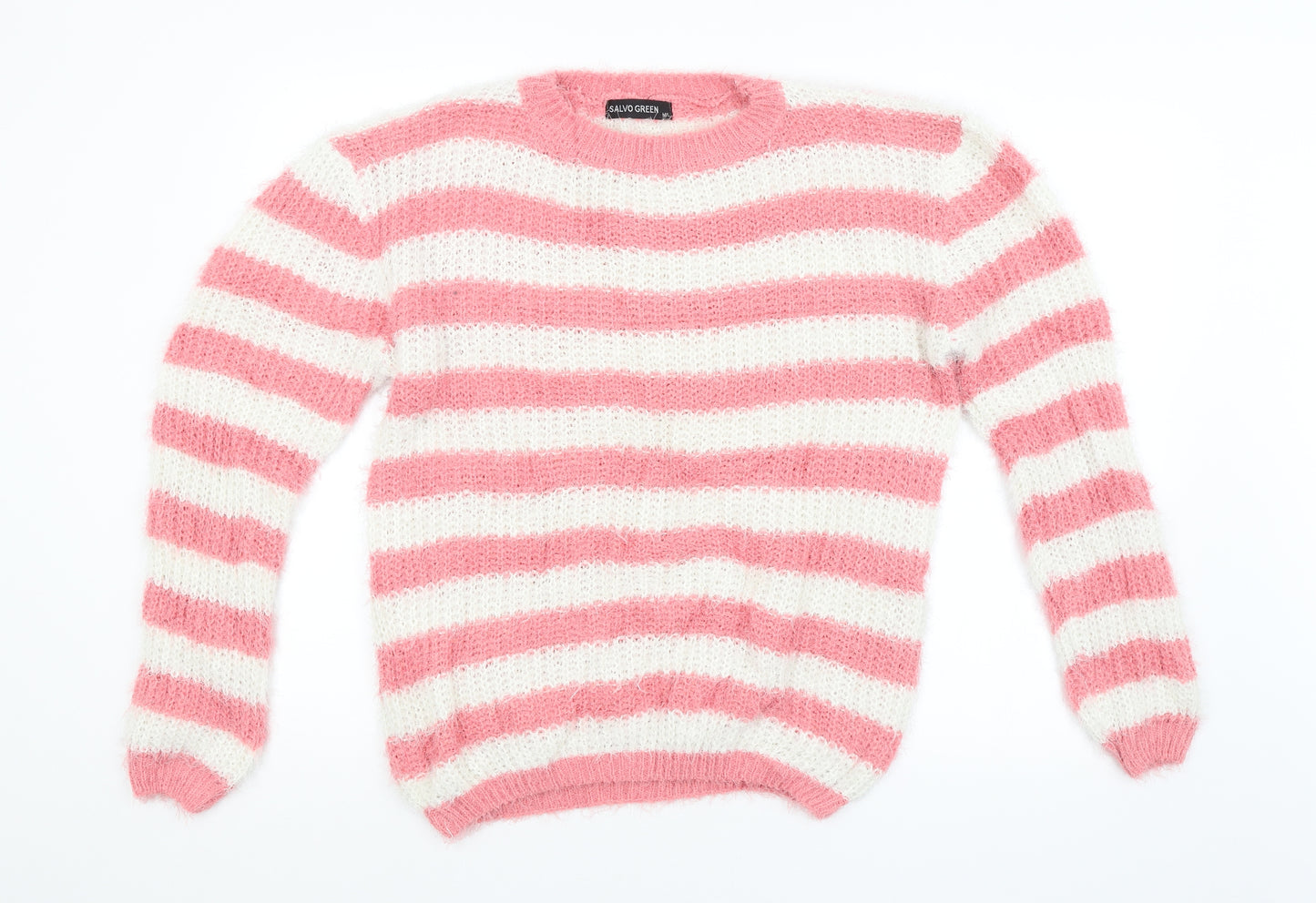 SALVO GREEN Womens Multicoloured Striped  Pullover Jumper Size M